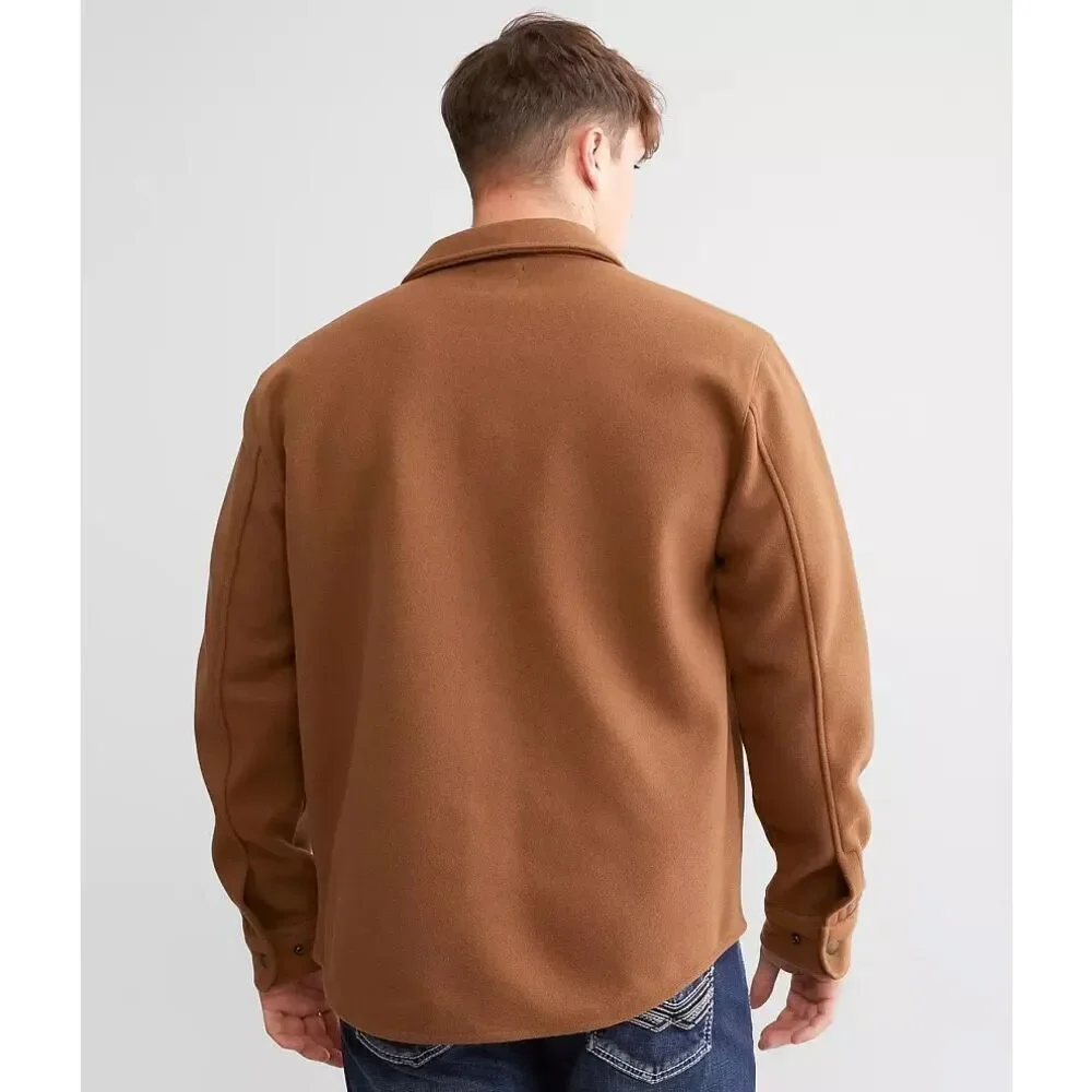 Brixton Durham Felt Stretch Shacket In Bison Brown  Size Medium Men’s